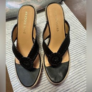 Jack Rogers sandals in black. Cute sandal with a higher heel in a size 9.